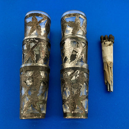 Vintage Taxco Mexico 925 Sterling Silver Apertif Shot Glass Set Of 6 W/Stirrers