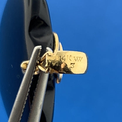 Gorgeous Designer 14k Yellow Gold Black Heart Onyx Round Diamond Accent Pendant