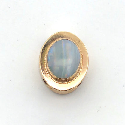 Vintage 10K Yellow Gold Oval Opal Slide Bracelet Charm