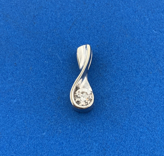 Designer 14K White Gold Diamond Solitaire Infinity Eternity Anniversary Pendant
