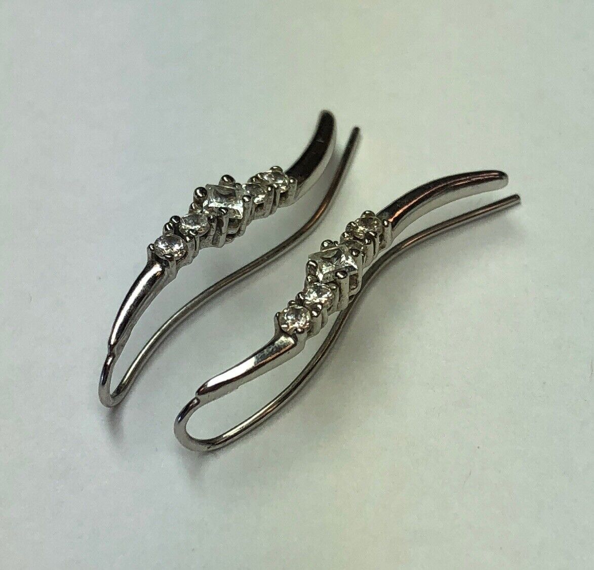 Designer Elegant 14K White Gold Cubic Zirconia Infinity Drop Dangle Earrings