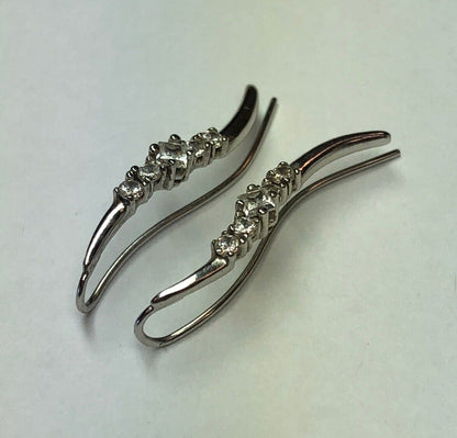 Designer Elegant 14K White Gold Cubic Zirconia Infinity Drop Dangle Earrings