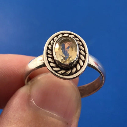 Retro Sterling Silver 925 Oval Citrine November Anniversary Birthstone Ring