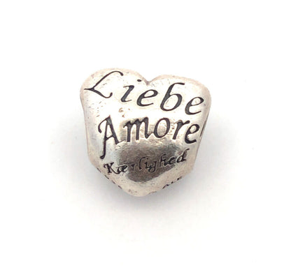 Retired PANDORA 925 Sterling Silver Language of Love Amore Heart Charm 791111