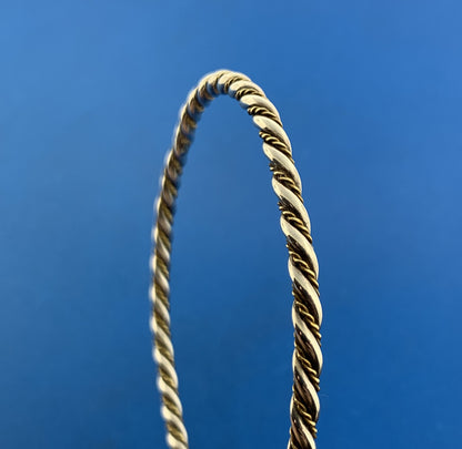Lovely 925 Sterling Silver Brass Wire Wrap Twisted Bangle Bracelet