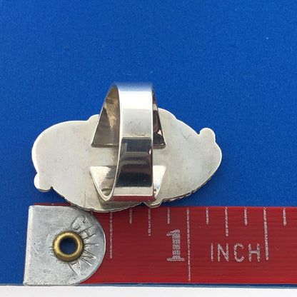 Carolyn Pollack Relios 925 Sterling Silver Turquoise Coral Squash Blossom Ring