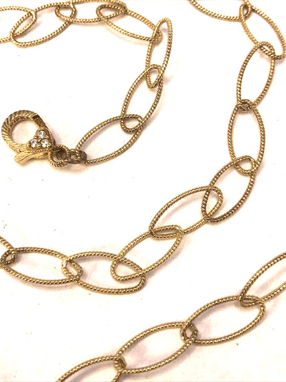 Designer Judith Ripka Vermeil 925 Sterling Silver CZ Oval Link Chain Necklace