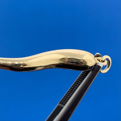 Designer 14K Yellow Gold Italian Horn Good Luck Pendant