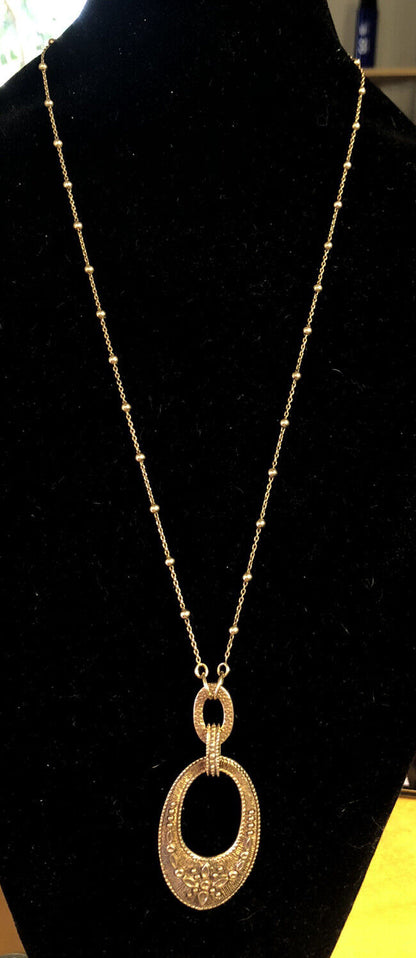 Designer Italy 925 Sterling Silver Vermeil Gold Tone Floral Pendant Necklace