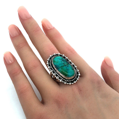 Vintage Native American Navajo Sterling Silver Turquoise Cabochon Statement Ring