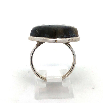 Vintage 925 Sterling Silver Triangle Cabochon Labradorite Statement Ring