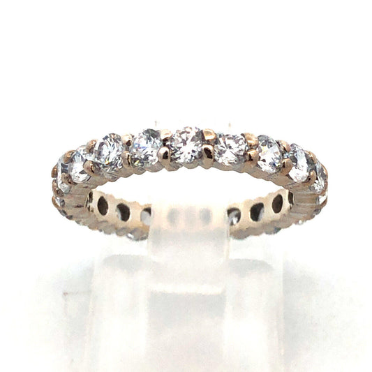 Designer 925 Sterling Silver Round Cubic Zirconia Eternity Anniversary Band Ring