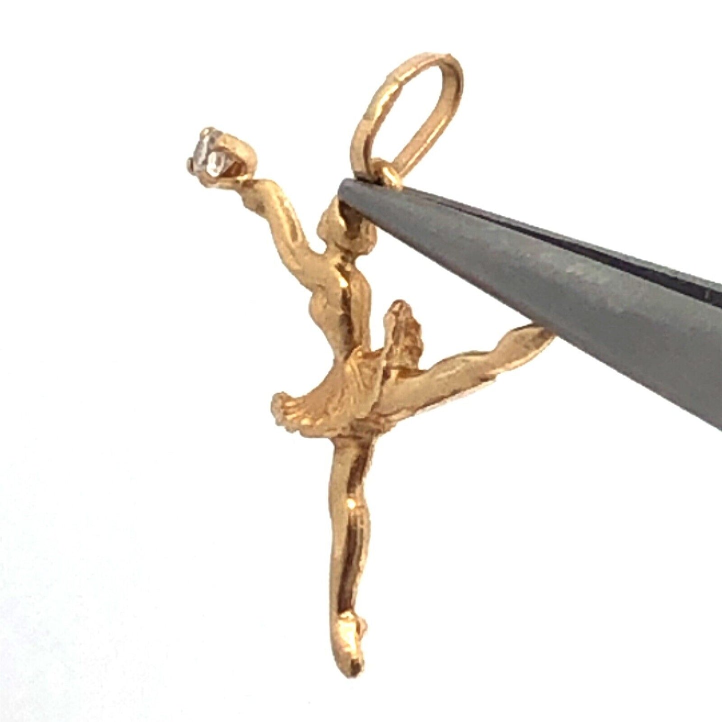 Designer JCM 14K Yellow Gold Cubic Zirconia Dancing Ballerina Pendant