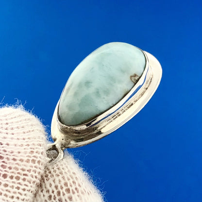 Stunning Sterling Silver 925 Cabochon Larimar Triangular S Link 15" Necklace