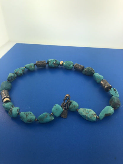 Vintage SILPADA 925 Sterling Silver Chunky Turquoise Nugget Statement Necklace