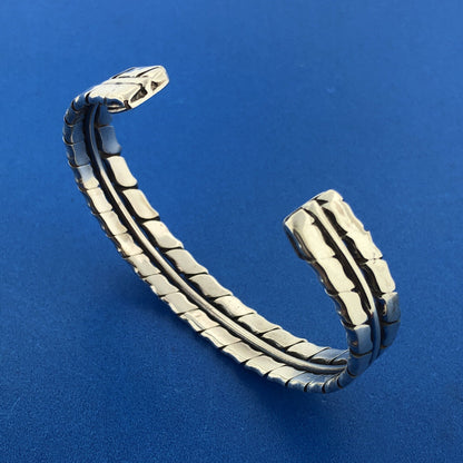 Vintage Taxco TV-142 925 Sterling Silver Textured Cuff Bracelet
