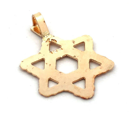 Designer 18K Yellow Gold Star of David Jewish Pendant