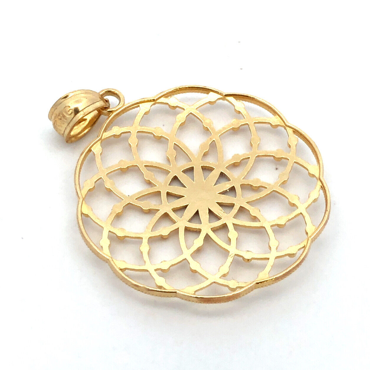 Vintage RG 10K Yellow White Gold Textured Round Statement Pendant