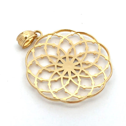 Vintage RG 10K Yellow White Gold Textured Round Statement Pendant