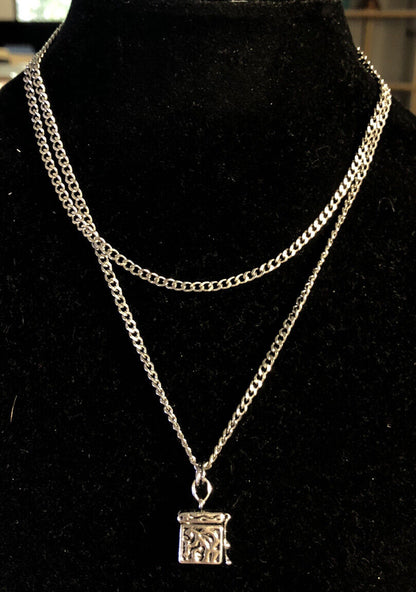 Alexa's Angels Silver Tone Open Scroll Prayer Pill Box Pendant Necklace