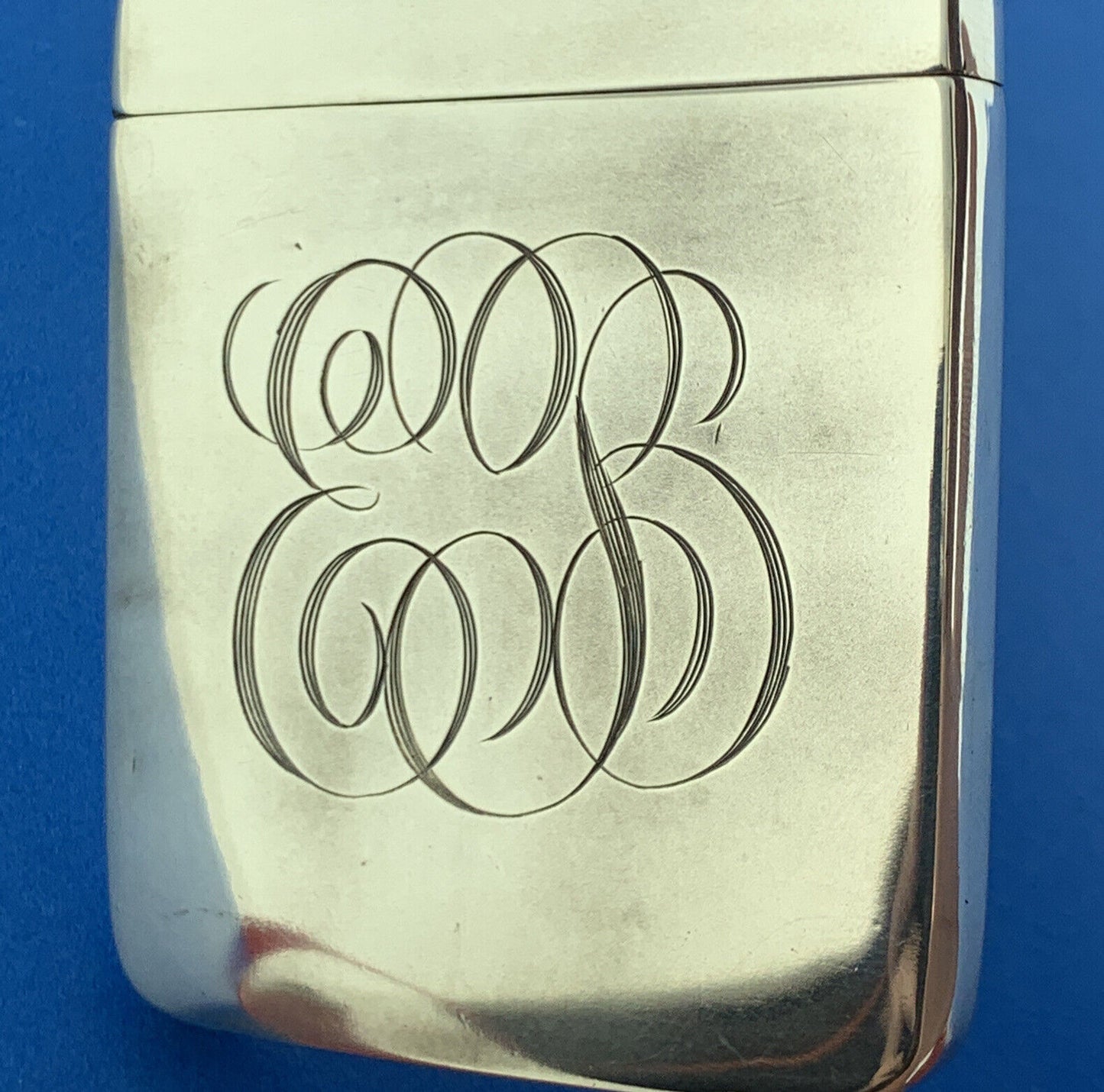 Victorian Art Nouveau 925 Sterling Silver Monogrammed Match Safe Vesta Case