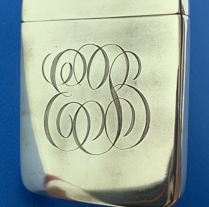 Victorian Art Nouveau 925 Sterling Silver Monogrammed Match Safe Vesta Case