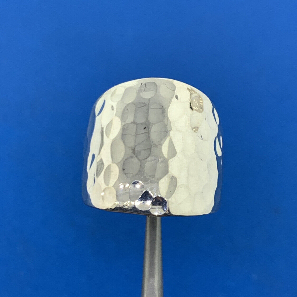 Designer Mexico 925 Sterling Silver Hammered Wide Cigar Band Finger Ring