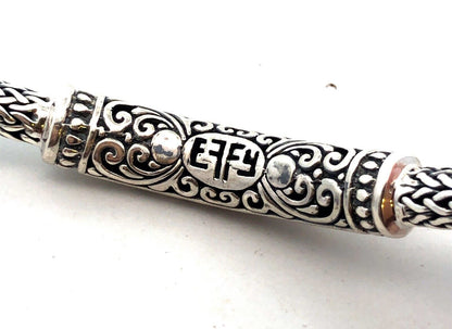 Effy Artisan BH 925 Sterling Silver 18K Gold Dot Scroll Balinese Chain Bracelet