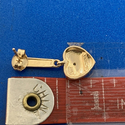 Designer 925 Sterling Silver Vermeil Round Diamond Drop Dangle Heart Earrings