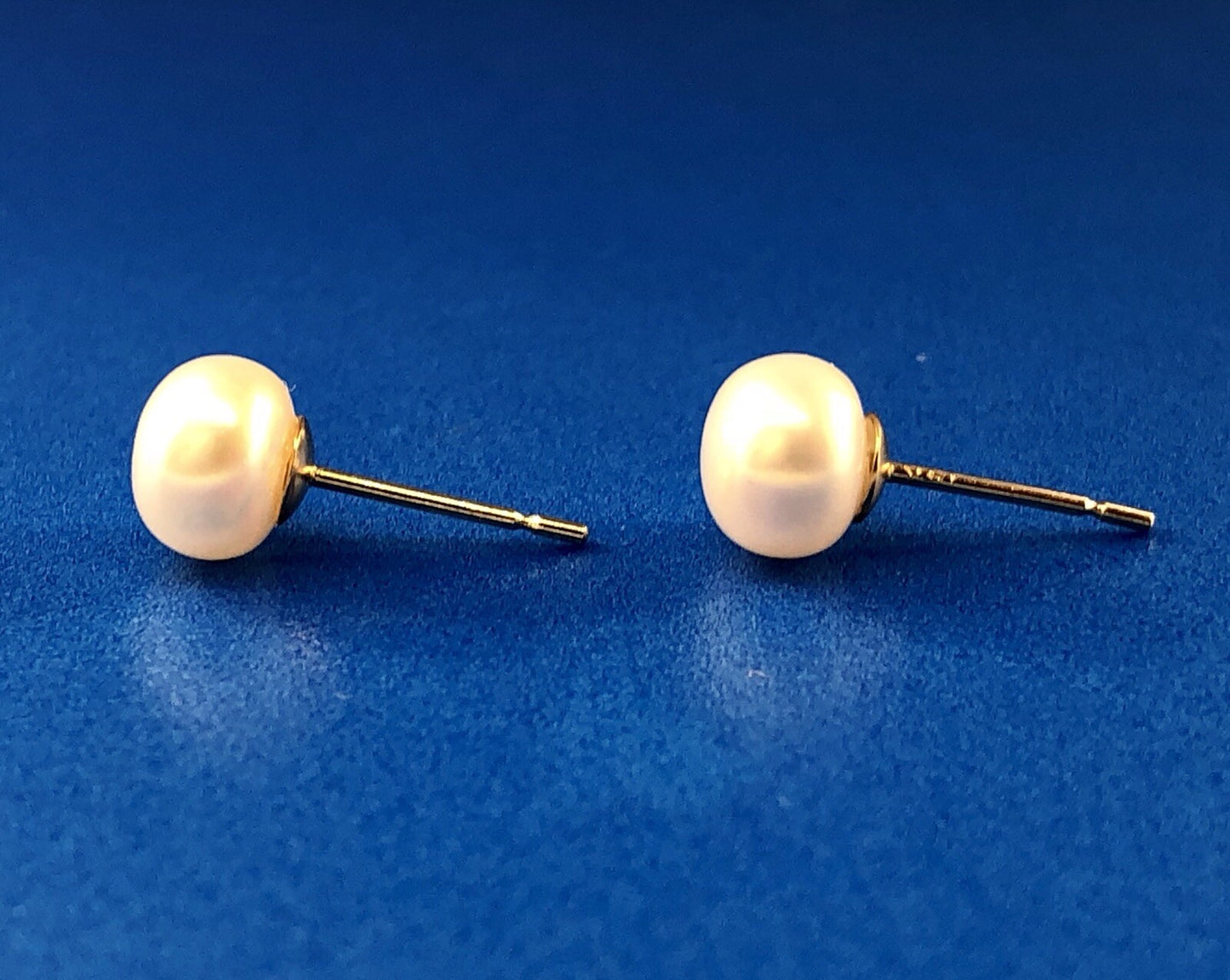 14K Yellow Gold Pearl Bridal June Sweetheart Anniversary Stud Earrings
