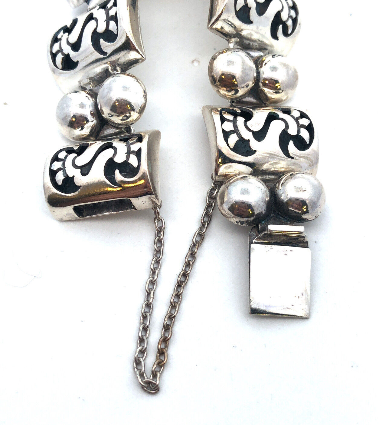 1960's Taxco TPN Mexico 925 Sterling Silver Shadowbox Panel Statement Bracelet