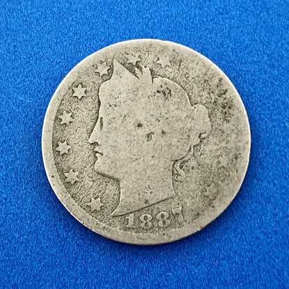 1887 P Liberty Head Nickel Five Cents 5c Better Key Rare Philadelphia Mint Coin