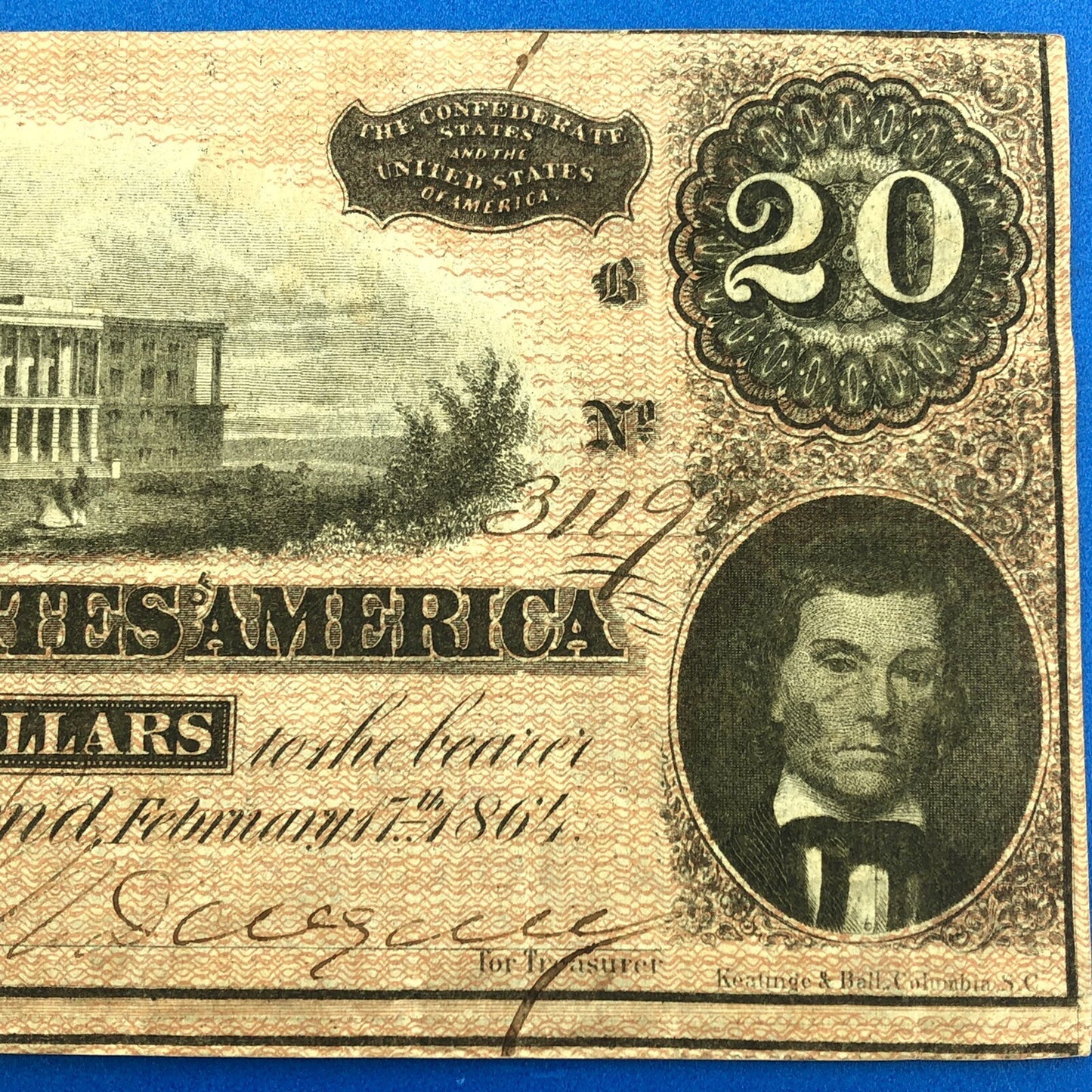 1864 $20 Twenty Dollars Confederate States of America CSA Last Issue T-67 Curren