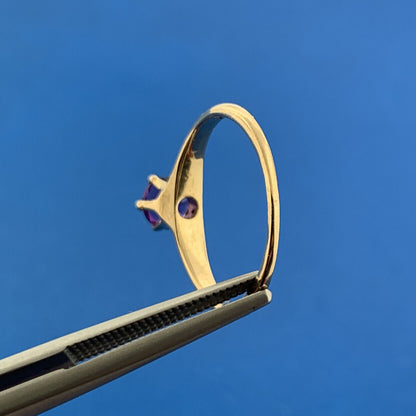 14K Yellow Gold Amethyst Solitaire February Anniversary Occasion Ring