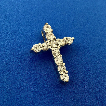 14K White Gold Diamond Cross Religious Communion Confirmation Bridal Pendant