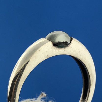 Vintage AVON Sterling Silver 925 Black Pearl Stackable Band Ring