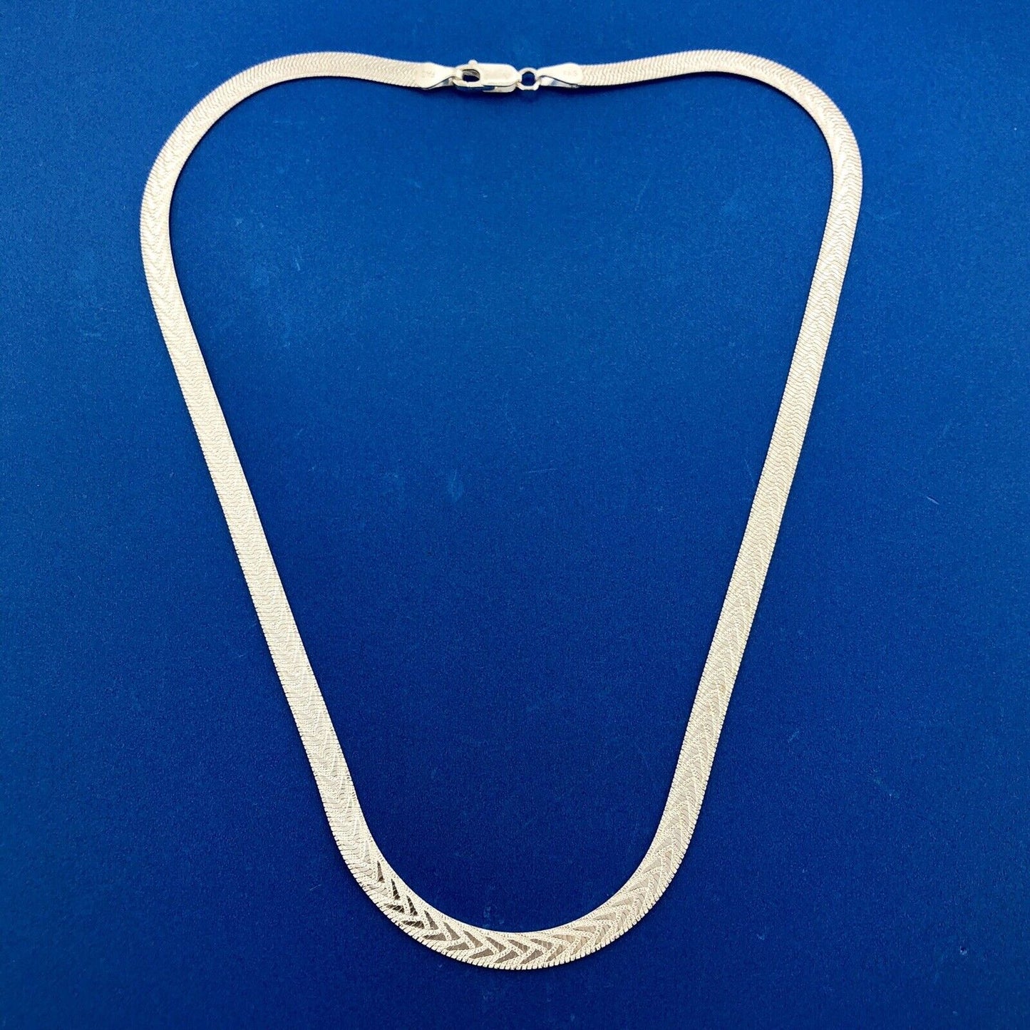 Vintage FAS Italy 925 Sterling Silver Polished Florentine Etched Chain Necklace