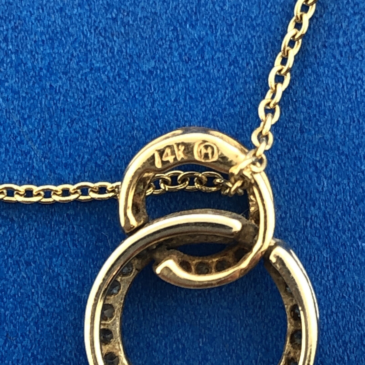 Designer 14K Yellow White Gold Canary & White Diamond Eternity Infinity Necklace