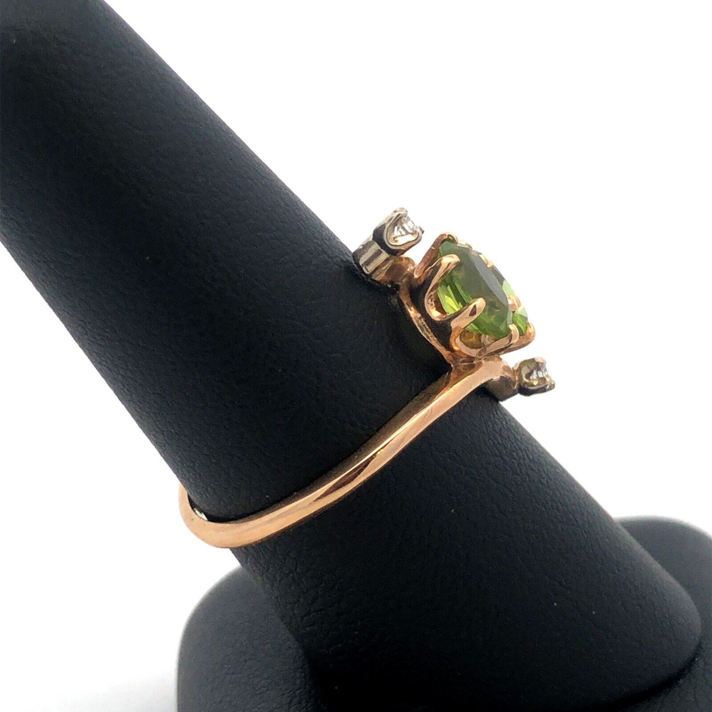 Modernistic 14K Yellow Gold Peridot Diamond Accent August Birthstone Ring