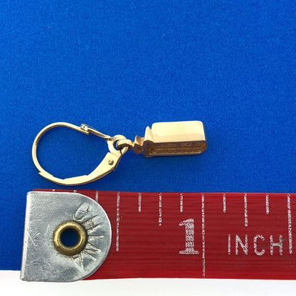 Retro Designer 14K Yellow Gold Rectangle Cabochon Opal Dangle LeverBack Earrings