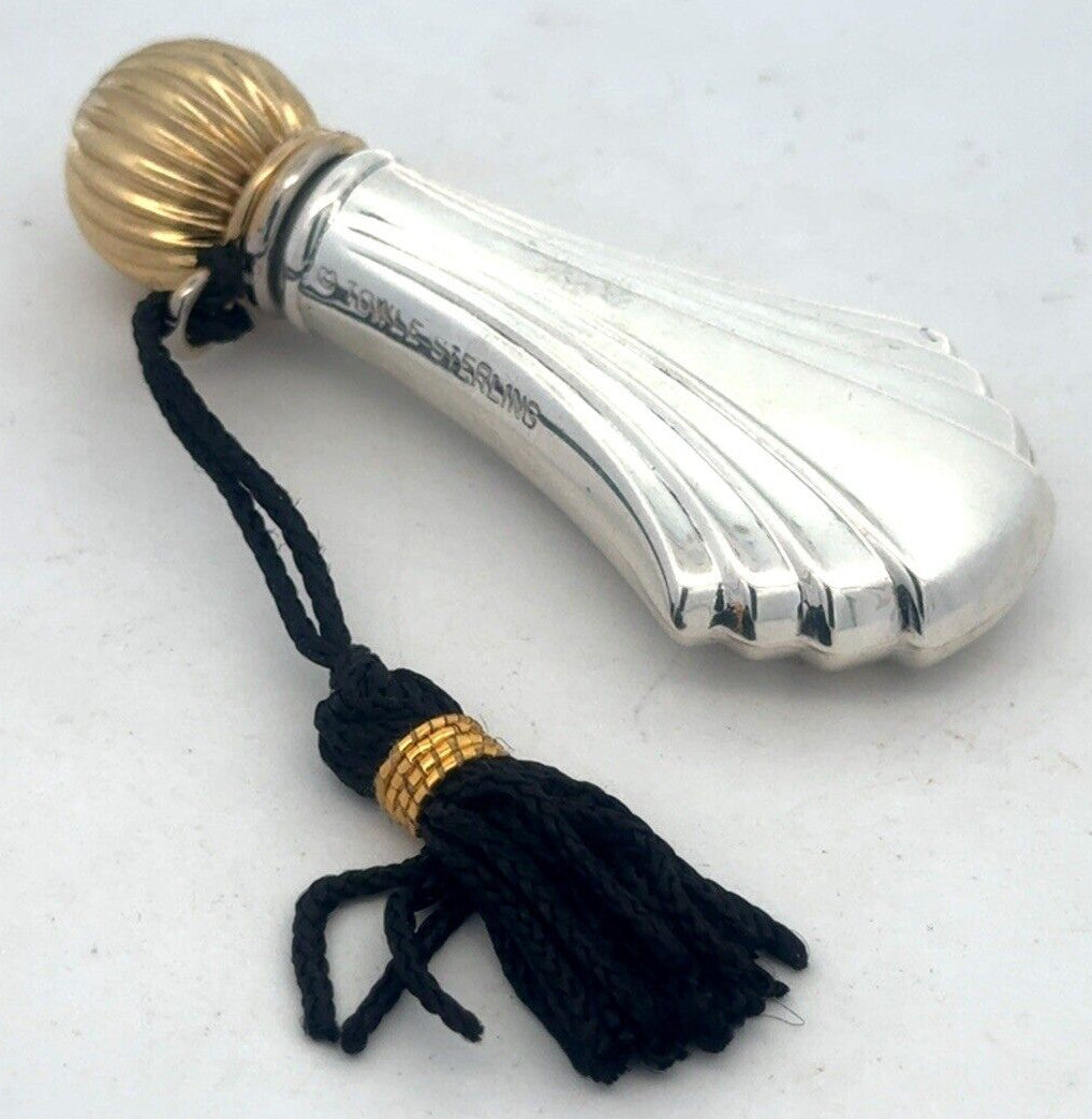 Vtg Towle Sterling Silver Gold Vermeil Tassel Perfume Oil Purse Vanity Bottle