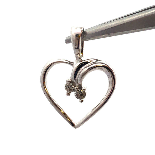 Designer TAJ 14K White Gold Diamond Modernistic Intertwined Heart Charm Pendant