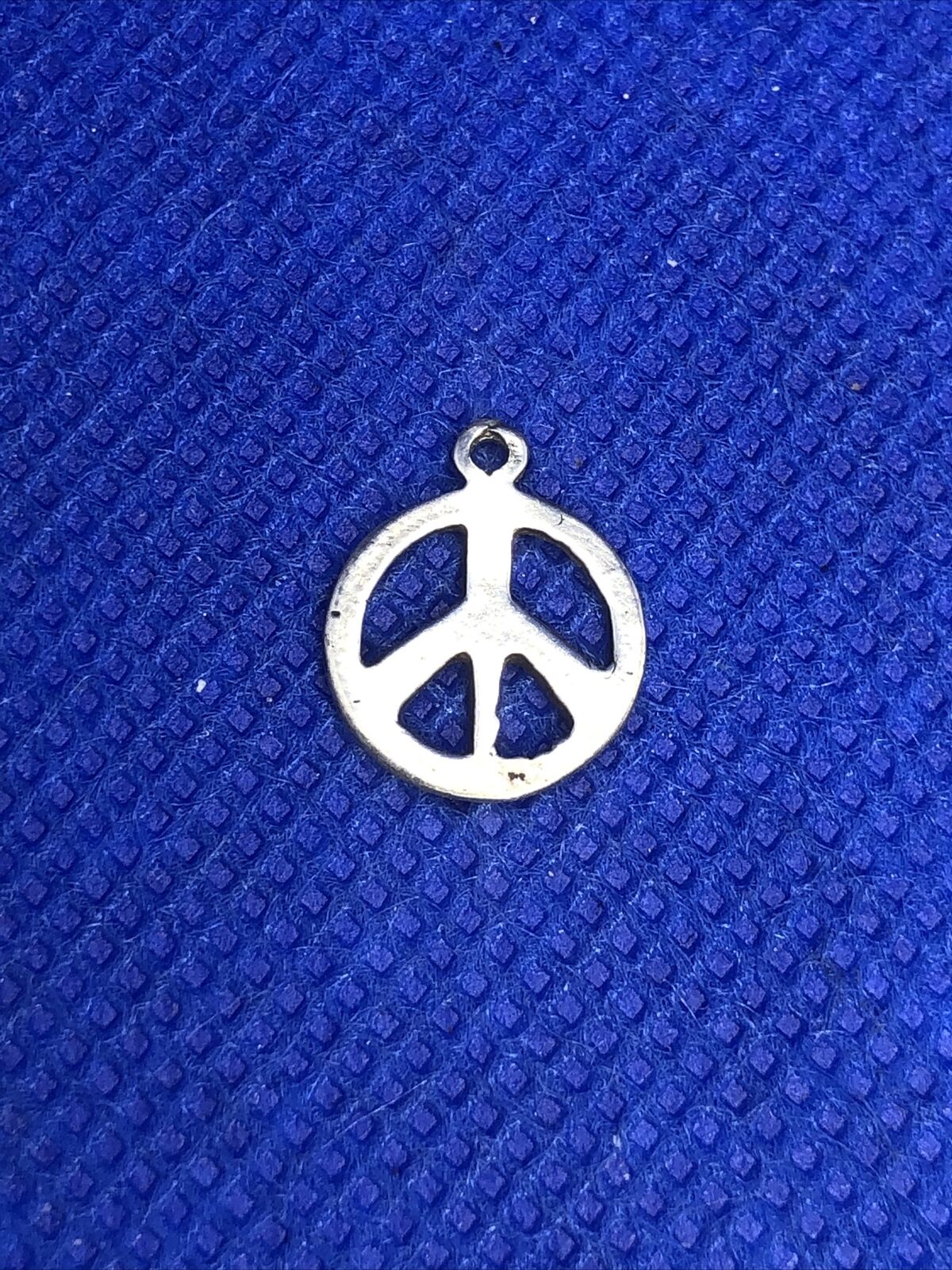 Sterling Silver 925 Peace Sign Hippie Small Round Pendant Charm
