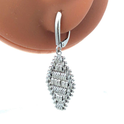 Designer IG Mexico 14K White Gold Diamond Cut Chain Drop Dangle Earrings