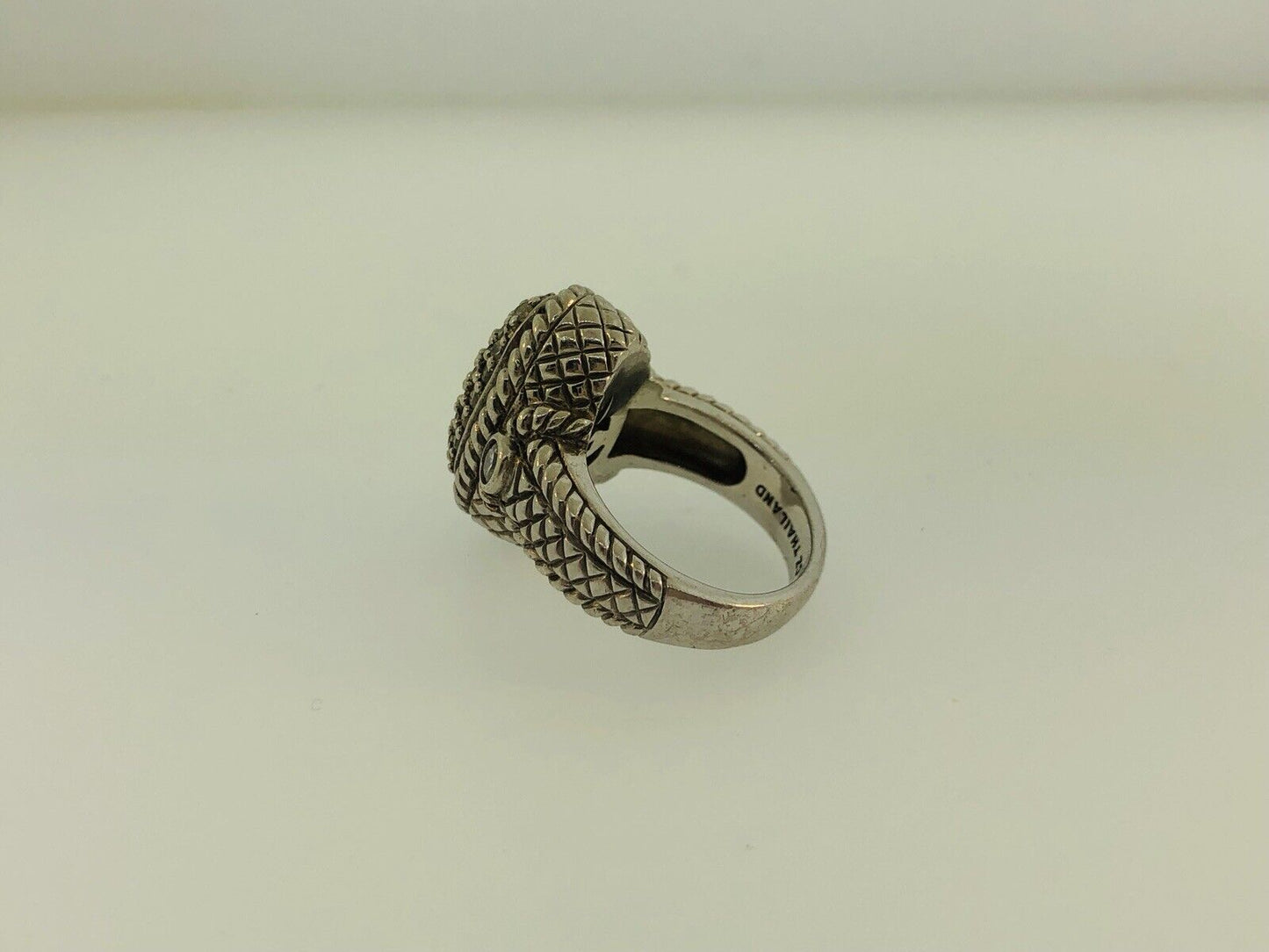 Judith Ripka JR Sterling Silver 925 Diamonique CZ Oval Textured Statement Ring