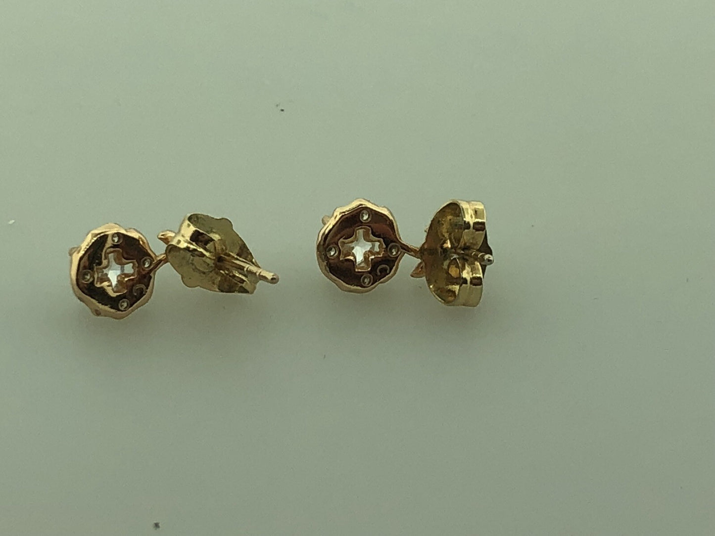 Vintage Costume Gold Toned Cubic Zirconia CZ Flower Drop Stud Earrings