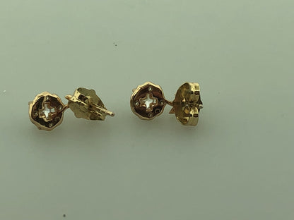 Vintage Costume Gold Toned Cubic Zirconia CZ Flower Drop Stud Earrings