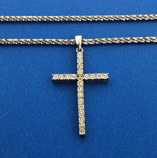 Karizma Spa KA 1772 Italy 925 Sterling Silver Diamond Cross Adjustable Necklace