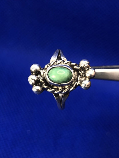 Native American Green Turquoise 925 Sterling Silver Concho Split Shank Ring