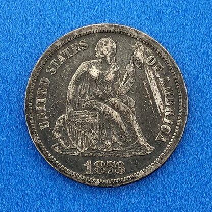 1876 P Seated Liberty Silver Dime 10c Better Key No Stars Philadelphia Coin